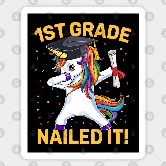 Dabbing Unicorn 1st Grade Graduation Gift Sticker by HCMGift